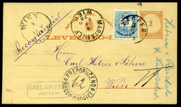 ZÁGRÁB 1878 Kiegészített Ajánlott Díjjegyes Levlap Bécsbe Küldve  /  ZAGREB 1878 Uprated Reg. Stationery P.card To Vienn - Used Stamps