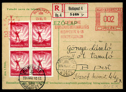 BUDAPEST 1934. Francotyp, Kiegészített Alkalmi Levlap LEHE Blokkal. Ritka!  /  1934 Francotyp Uprated Spec P.card LEHE B - Covers & Documents