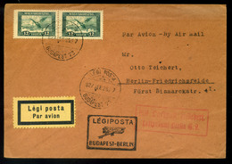 BUDAPEST 1927. Dekoratív,  Légi Levél Berlinbe Küldve, Légi Irányító Bélyegzéssel  /  1927 Decorative  Airmail Letter To - Covers & Documents