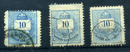 3db 10Kr Látványos Elfogazással  /  3 Pieces Of 10 Kr Misperforated - Used Stamps
