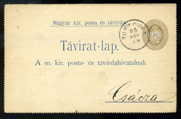 TURZOVKA 1895. Díjjegyes Táviratlap Csáczára Küldve  /  1895 Stationery Telegraph Card To Csácza - Used Stamps