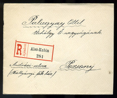 ALSÓKUBIN 1895. Szép Krajcáros Ajánlott Levél Pozsonyba Küldve  /  1895 Nice Kr Reg. Letter To Pozsony - Used Stamps