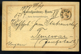 AUSZTRIA Lengyelország Rudnik 1897. Díjjegyes Levlap Szép Bélyegzéssel Temesvárra Küldve  /  1897 Stationery P.card Nice - Other & Unclassified