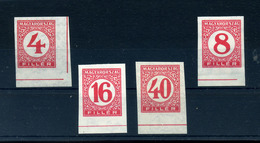 Piros Portó 4 érték, Vágottan  **  /  Red Portó 4 Value, Cut - Unused Stamps