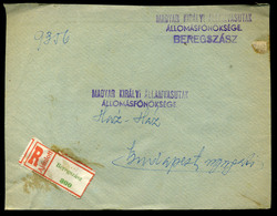 BEREGSZÁSZ 1942. Ajánlott Vasúti Levél Budapestre Küldve  /  1942 Reg. Rail Letter To Budapest - Covers & Documents