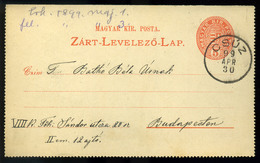 CSÚZ 1899. Zárt Díjjegyes Szép Bélyegzéssel Budapestre Küldve  /  1899 Sealed Stationery Nice Pmk To Budapest - Used Stamps