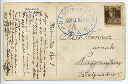 NAGYMAJTÉNY / Moftinu Mare 1920. Képeslap, Kék Ovális M.Á.V. Vasúti Bélyegzés  /  1920 Vintage Pic. P.card Blue Oval Hun - Covers & Documents