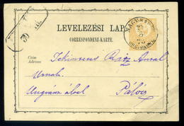 NAGYKAPOS / Veľké Kapušany 1873. Díjjegyes Levlap Pálócra Küldve  /  1873 Stationery P.card To Pálóc - Used Stamps