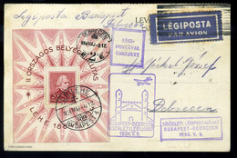1934. Alkalmi Légi Levelezőlap A LEHE Blokkal, Budapest > Debrecen  /  1934 Spec  Airmail P.card LEHE Block Budapest > D - Covers & Documents