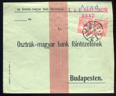 ARAD 1916. Cenzúrázott Banklevél 2*10f Budapestre  /  1916 Cens. Bank Letter 2x10f To Budapest - Used Stamps