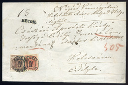 SZAKÁL 1853. Ajánlott Levél 2*6Kr + 3Kr-ral Kolozsvárra Küldve.Szép Darab!  /  1853 Reg. Letter 2x6Kr+3Kr To Kolozsvár N - Used Stamps