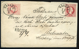 TÁLLYA 1867. Ajánlott , Kiegészített Díjjegyes Boríték (hátul Hiányos) Debrecenbe Küldve  /  1867 Reg. Uprated Stationer - Used Stamps