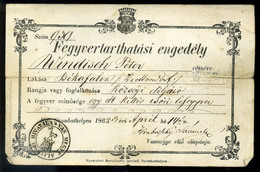 1862 Fegyvertartási Engedély Békafalvi Lakos, Községi Elöljáró Részére 72kr Illetékbélyeggel / 1862 Gun Licence For Burg - Unclassified