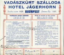 BUDAPEST 1922. Vadászkürt Szálloda, Dekoratív Számla, Reklámokkal (teljes,két Részben Szkennelve) - Unclassified