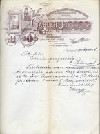 BUDAPEST 1902- Gabler J. Gyár , Fejléces Céges Levél  /  1902 Gabler J. Factory , Letterhead Corp. Letter - Unclassified