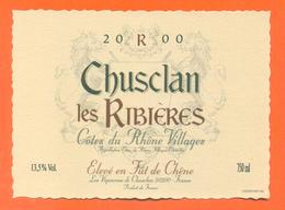 étiquette De Vin Cotes Du Rhone Villages Chusclan Les Ribières 2000 à Clusclan - 75 Cl - Côtes Du Rhône