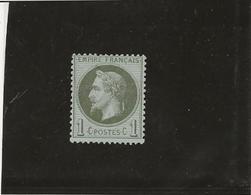 TIMBRE  N° 25 EMPIRE LAURE - 1 C BRONZE -NEUF SANS GOMME -ANNEE 1870 -TB -COTE : 20 € - 1863-1870 Napoleone III Con Gli Allori