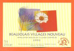 étiquette De Vin Beaujolais Villages Nouveau 2002 J L Quinson à Fleurie - 75 Cl - Beaujolais