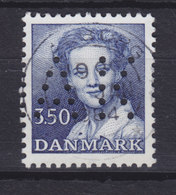 Denmark Perfin Perforé Lochung (A32) 'AK' Aalborg Kommune, Aalborg 3.50 Kr Margethe II Stamp (2 Scans) - Variedades Y Curiosidades