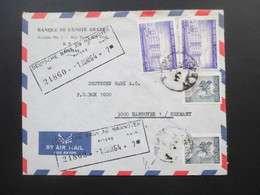 Syrien 1964 Air Mail / Luftpost Brief Banque De L* Unite Arabe Damas. Syrian Arab Republic - Syria