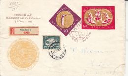 73182- CANOE, SHOOTING, MELBOURNE'56 OLYMPIC GAMES, REGISTERED COVER FDC, 1961, ROMANIA - Summer 1956: Melbourne