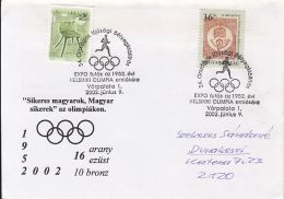 73185- ATHLETICS, HELSINKI'52 OLYMPIC GAMES ANNIVERSARY, SPECIAL POSTMARKS ON COVER, MOTIFS STAMPS, 2002, HUNGARY - Ete 1952: Helsinki