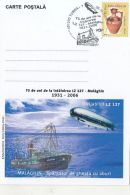 73233- LZ 127 ZEPPELIN MEETING MALAGHIN ICEBREAKER, POLAR FLIGHT, SPECIAL POSTCARD, 2006, ROMANIA - Voli Polari