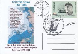 73236- FIRST VOYAGE OF FRAM SHIP, ARCTIC EXPEDITION, NORTH POLE, SPECIAL POSTCARD, 2006, ROMANIA - Expéditions Arctiques