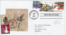 73274- HUMMINGBIRDS, BIRDS, SPECIAL COVER, OBLIT FDC, TEAPOT, BEES STAMPS, 2007, USA - Colibris