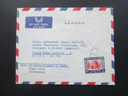 Jordanien 1957 Air Mail / Luftpost Nach Italien An Padre Rettore. GB Gerusalemme Z. Araba Giordania - Jordan