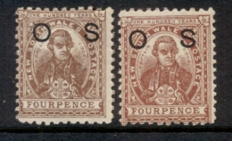 NSW 1888-89 Capt Cook 4d Brown + Red Brown Opt OS MUH - Nuovi