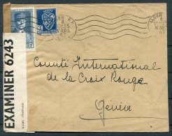 1943 Algeria Censor Cover - Red Cross, Geneva Switzerland - Storia Postale