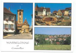 CP WASSELONNE ET COSSWILLER, TOUR D'ENTREE DU CHATEAU, PLACE DU MARCHE, VUE PANORAMIQUE, BAS RHIN 67 - Wasselonne