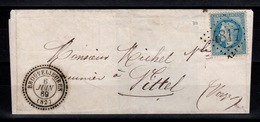 RARE - Tres Belle Frappe Du GC 4817 De BROUVELIEURES Avec Cachet Perlé Sur Lettre Avec Lauré YV 29 - 1849-1876: Période Classique