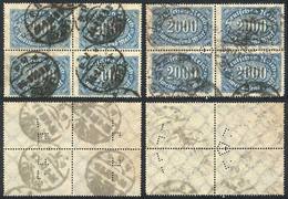 GERMANY: Michel 253a + 253b, Blocks Of 4 With Nice PERFINS, Fine Quality! - Ongebruikt