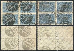 GERMANY: Michel 253a + 253b, Blocks Of 4 With Nice PERFINS, Fine Quality! - Unused Stamps