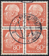 WEST GERMANY: Michel 264, Used Block Of 4, Fine Quality, Michel Catalog Value Euros 260, Guaranteed With Genuine Cancel  - Other & Unclassified