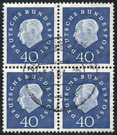 WEST GERMANY: Michel 305, Used Block Of 4, Fine Quality, Michel Catalog Value Euros 800, Guaranteed With Genuine Cancel  - Andere & Zonder Classificatie