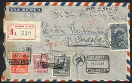 SPANISH ANDORRA: Registered Airmail Cover Sent To Argentina On 29/OC/1949, Franked With 5.50Ptas. + Argentina Stamp Of 2 - Autres & Non Classés
