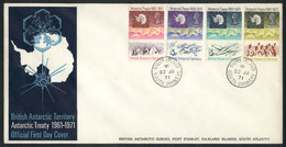 BRITISH ANTARCTIC TERRITORY: Sc.39/42, 1971 Antarctic Treaty 10 Years, Cmpl. Set Of 4 Values On FDC Covers With Cancel O - Other & Unclassified