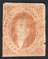 ARGENTINA: GJ.28A, 6th Printing Perforated, ORANGISH DUN RED Shade, Extremely Rare Mint Example Of Very Fine Quality, Ve - Autres & Non Classés