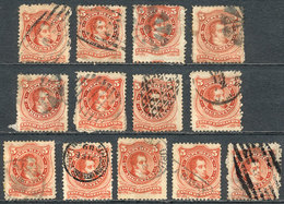 ARGENTINA: GJ.38, 13 Examples With Varied Cancels, Some Rare, Very Attractive Lot For The Specialist! - Usati