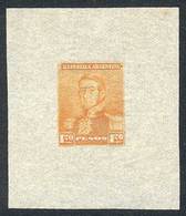 ARGENTINA: GJ.187, San Martín $1.20, Die Proof In Orange, Printed On Indian Paper (very Thin), Very Fine Quality, Rare! - Usati