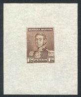 ARGENTINA: GJ.187, San Martín $1.20, Die Proof In Brown, Printed On Indian Paper (very Thin), Very Fine Quality, Rare! - Usati