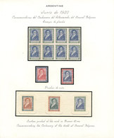 ARGENTINA: GJ.520/522, 1920 Manuel Belgrano, Collection Of Trial Color Proofs And Die Proofs On 4 Sheets, Very Well Deve - Gebruikt