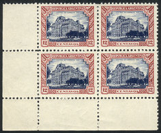 ARGENTINA: GJ.624, 1926 12c. Post Office, Unadopted ESSAY Printed On Gummed And Perforated Paper, Chestnut And Blue, MNH - Gebruikt