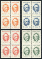 ARGENTINA: GJ.818/21, 1938 Sarmiento, Compl. Set Of 4 Values In Blocks Of 4, Excellent Quality. In Each Block 2 Stamps A - Oblitérés