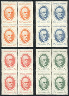 ARGENTINA: GJ.818/21, 1938 Sarmiento, Compl. Set Of 4 Values In Blocks Of 4, Excellent Quality. In Each Block 2 Stamps A - Gebraucht