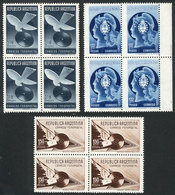 ARGENTINA: GJ.836/838, 1939 Fonopost, Cmpl. Set Of 3 Values In Blocks Of 4 Of VF Quality, 2 Stamps In Each Block Are MNH - Usati