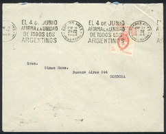 ARGENTINA: "GJ.899 (Sc.509a), On A Cover Sent From Buenos Aires To Córdoba, The Cancel With Text About ""Movement Of Jun - Oblitérés